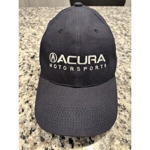 ACURA Motorsports Black w/ White Embroidered Logo Hat Cap Stretch Fit Size A/M
